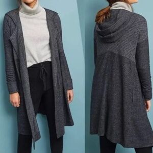 Anthropologie hooded longline cardigan in black/grey marl - Size M/L